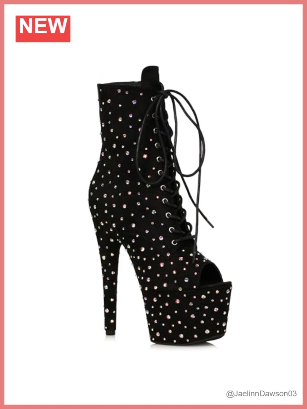 Rhinestone Peep Toe Stiletto Ankle Bootie